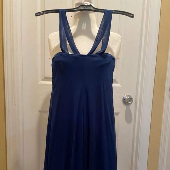 B. Darlin Sapphire Blue Party Dress Chiffon & Synthetic Size M Fits Like Size 6 - Picture 5 of 7